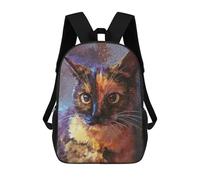 sinyumoney Children's Backpack 3D Tortoiseshell Cat Portrait Printed Bags Schoolbag Lightweight School Bags Fashion Fun Knapsack Student Daypack for Children 17inch