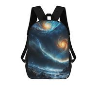 sinyumoney Children's Backpack 3D Two Galaxies Collide Printed Bags Schoolbag Lightweight School Bags Fashion Fun Knapsack Student Daypack for Children 17inch