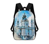 sinyumoney Children's Backpack 3D Watercolor Kiev Printed Bags Schoolbag Lightweight School Bags Fashion Fun Knapsack Student Daypack for Children 17inch