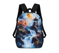 sinyumoney Children'S Backpack 3D Waterfall Under Full Moon Printed Bags Schoolbag Lightweight School Bags Fashion Fun Knapsack Student Daypack For Children 17inch