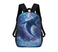 sinyumoney Children's Backpack 3D Whale in Space with Polar Bear Printed Bags Schoolbag Lightweight School Bags Fashion Fun Knapsack Student Daypack for Children 17inch