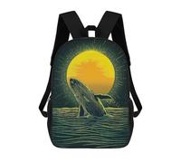sinyumoney Children'S Backpack 3D Whale Leaping Sunset Printed Bags Schoolbag Lightweight School Bags Fashion Fun Knapsack Student Daypack For Children 17inch