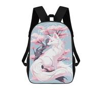 sinyumoney Children'S Backpack 3D White Kitsune Sakura Tree Printed Bags Schoolbag Lightweight School Bags Fashion Fun Knapsack Student Daypack For Children 17inch