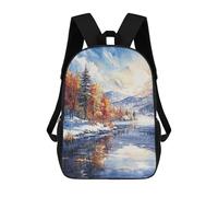 sinyumoney Children's Backpack 3D Winters Dawn Reflection Printed Bags Schoolbag Lightweight School Bags Fashion Fun Knapsack Student Daypack for Children 17inch