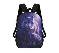 sinyumoney Children'S Backpack 3D Wolf And Pup in Moonlight Printed Bags Schoolbag Lightweight School Bags Fashion Fun Knapsack Student Daypack For Children 17inch