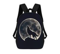 sinyumoney Children'S Backpack 3D Wolf Howling Under Moon Printed Bags Schoolbag Lightweight School Bags Fashion Fun Knapsack Student Daypack For Children 17inch