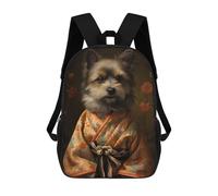 sinyumoney Children's Backpack 3D Yorkshire Dog Dress Kimono Printed Bags Schoolbag Lightweight School Bags Fashion Fun Knapsack Student Daypack for Children 17inch