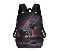 sinyumoney Children's Backpack 3D Zebra Under Milky Way Printed Bags Schoolbag Lightweight School Bags Fashion Fun Knapsack Student Daypack for Children 17inch