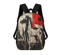 sinyumoney Children's Backpack Abstract Horse Contemporary Expressionist Reimagining School Rucksack 3D School Bag Kids School Backpack School Bags Fashion Backpack with Pocket Book Bags 17inch