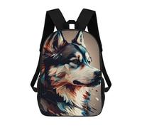 sinyumoney Children's Backpack, Abstract Siberian Husky Portrait Schoolbag Large Capacity Students Bookbag Rucksack Knapsack for Boys Girls Adults Teen 17inch