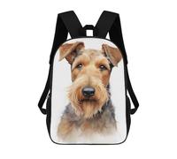 sinyumoney Children's Backpack Airedale Terrier Portrait School Rucksack 3D School Bag Kids School Backpack School Bags Fashion Backpack with Pocket Book Bags 17inch