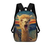 sinyumoney Children's Backpack, Alpaca Art Print The Scream Parody Schoolbag Large Capacity Students Bookbag Rucksack Knapsack for Boys Girls Adults Teen 17inch