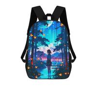 sinyumoney Children's Backpack, Anime Girl in Forest Schoolbag Large Capacity Students Bookbag Rucksack Knapsack for Boys Girls Adults Teen 17inch