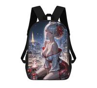 sinyumoney Children's Backpack, Anime Girl in Kimono Schoolbag Large Capacity Students Bookbag Rucksack Knapsack for Boys Girls Adults Teen 17inch