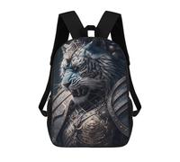 sinyumoney Children's Backpack, Armored Tiger Portrait Schoolbag Large Capacity Students Bookbag Rucksack Knapsack for Boys Girls Adults Teen 17inch