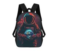 sinyumoney Children's Backpack Astronaut Holding Earth School Rucksack 3D School Bag Kids School Backpack School Bags Fashion Backpack with Pocket Book Bags 17inch