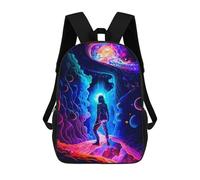sinyumoney Children's Backpack, Astronaut in Cosmic Portal Schoolbag Large Capacity Students Bookbag Rucksack Knapsack for Boys Girls Adults Teen 17inch