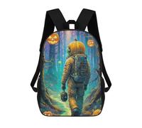 sinyumoney Children's Backpack, Astronaut in Halloween Forest Schoolbag Large Capacity Students Bookbag Rucksack Knapsack for Boys Girls Adults Teen 17inch