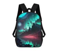 sinyumoney Children's Backpack Aurora Moon Night School Rucksack 3D School Bag Kids School Backpack School Bags Fashion Backpack with Pocket Book Bags 17inch