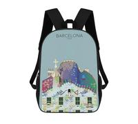 sinyumoney Children's Backpack Barcelona Travel Snippet School Rucksack 3D School Bag Kids School Backpack School Bags Fashion Backpack with Pocket Book Bags 17inch