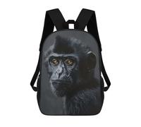 sinyumoney Children's Backpack Black Monkey Portrait School Rucksack 3D School Bag Kids School Backpack School Bags Fashion Backpack with Pocket Book Bags 17inch