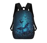sinyumoney Children's Backpack, Blue Butterfly Forest-1 Schoolbag Large Capacity Students Bookbag Rucksack Knapsack for Boys Girls Adults Teen 17inch