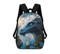 sinyumoney Children's Backpack, Blue Dragon Fantasy Art Schoolbag Large Capacity Students Bookbag Rucksack Knapsack for Boys Girls Adults Teen 17inch