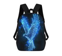 sinyumoney Children's Backpack Blue Fire Eagle School Rucksack 3D School Bag Kids School Backpack School Bags Fashion Backpack with Pocket Book Bags 17inch
