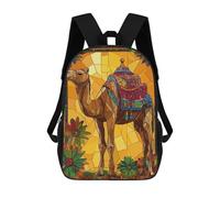 sinyumoney Children's Backpack, Camel Stained Glass Art Schoolbag Large Capacity Students Bookbag Rucksack Knapsack for Boys Girls Adults Teen 17inch