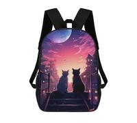 sinyumoney Children's Backpack, Cat Moon Japan Schoolbag Large Capacity Students Bookbag Rucksack Knapsack for Boys Girls Adults Teen 17inch