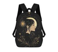 sinyumoney Children's Backpack, Celestial Woman Portrait Moon Stars Schoolbag Large Capacity Students Bookbag Rucksack Knapsack for Boys Girls Adults Teen 17inch