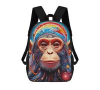 sinyumoney Children's Backpack, Chimpanzee in Cosmic Dreamscape Schoolbag Large Capacity Students Bookbag Rucksack Knapsack for Boys Girls Adults Teen 17inch