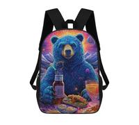 sinyumoney Children's Backpack, Colorful Bear Feast Schoolbag Large Capacity Students Bookbag Rucksack Knapsack for Boys Girls Adults Teen 17inch
