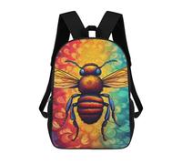 sinyumoney Children's Backpack, Colorful Bee Artwork Schoolbag Large Capacity Students Bookbag Rucksack Knapsack for Boys Girls Adults Teen 17inch