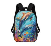 sinyumoney Children's Backpack, Colorful Dolphins Underwater-1 Schoolbag Large Capacity Students Bookbag Rucksack Knapsack for Boys Girls Adults Teen 17inch