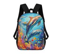 sinyumoney Children's Backpack, Colorful Dolphins Underwater Scene Schoolbag Large Capacity Students Bookbag Rucksack Knapsack for Boys Girls Adults Teen 17inch