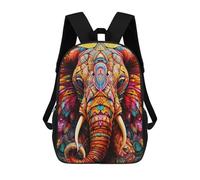 sinyumoney Children's Backpack, Colorful Elephant Artwork-17 Schoolbag Large Capacity Students Bookbag Rucksack Knapsack for Boys Girls Adults Teen 17inch