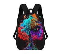 sinyumoney Children's Backpack, Colorful Fantasy Tree -2 Schoolbag Large Capacity Students Bookbag Rucksack Knapsack for Boys Girls Adults Teen 17inch
