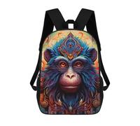 sinyumoney Children's Backpack, Colorful Monkey Portrait -6 Schoolbag Large Capacity Students Bookbag Rucksack Knapsack for Boys Girls Adults Teen 17inch