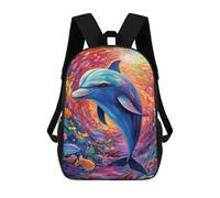 sinyumoney Children's Backpack, Colorful Ocean Wave Schoolbag Large Capacity Students Bookbag Rucksack Knapsack for Boys Girls Adults Teen 17inch