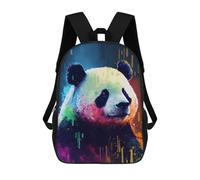 sinyumoney Children's Backpack, Colorful Panda Art Print-1 Schoolbag Large Capacity Students Bookbag Rucksack Knapsack for Boys Girls Adults Teen 17inch