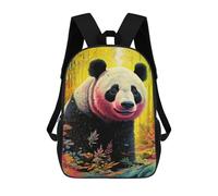 sinyumoney Children's Backpack, Colorful Panda in Autumn Forest Schoolbag Large Capacity Students Bookbag Rucksack Knapsack for Boys Girls Adults Teen 17inch