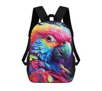 sinyumoney Children's Backpack, Colorful Parrot Artwork -3 Schoolbag Large Capacity Students Bookbag Rucksack Knapsack for Boys Girls Adults Teen 17inch