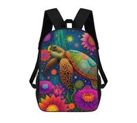 sinyumoney Children's Backpack, Colorful Sea Turtle Artwork-1 Schoolbag Large Capacity Students Bookbag Rucksack Knapsack for Boys Girls Adults Teen 17inch