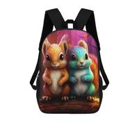 sinyumoney Children's Backpack, Colorful Squirrel Friends Schoolbag Large Capacity Students Bookbag Rucksack Knapsack for Boys Girls Adults Teen 17inch