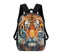 sinyumoney Children's Backpack, Colorful Tiger Portrait -7 Schoolbag Large Capacity Students Bookbag Rucksack Knapsack for Boys Girls Adults Teen 17inch