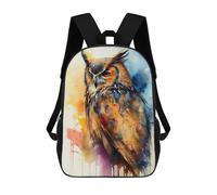 sinyumoney Children's Backpack, Colorful Watercolor Owl Art-1 Schoolbag Large Capacity Students Bookbag Rucksack Knapsack for Boys Girls Adults Teen 17inch