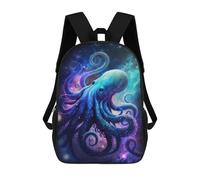 sinyumoney Children's Backpack, Cosmic Octopus Art Print-3 Schoolbag Large Capacity Students Bookbag Rucksack Knapsack for Boys Girls Adults Teen 17inch