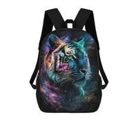 sinyumoney Children's Backpack, Cosmic Tiger Portrait Schoolbag Large Capacity Students Bookbag Rucksack Knapsack for Boys Girls Adults Teen 17inch