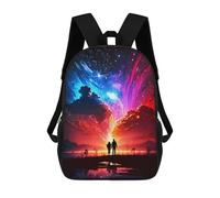 sinyumoney Children's Backpack Couple Universe Landscape School Rucksack 3D School Bag Kids School Backpack School Bags Fashion Backpack with Pocket Book Bags 17inch